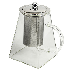 Чайник заварочный 950 мл, жаропрочное стекло, металлическая колба-заварник, DASWERK (ДАСВЕРК), 608647