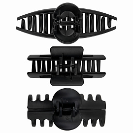 Крабы для волос НАБОР 3 шт., 8,5 см / 8,5 см / 11 см, soft-touch, чёрный, MONTE VITA (МОНТЕ ВИТА), 457032