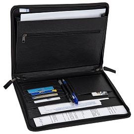 Папка деловая Alliance из искусственной кожи черного цвета (2-643-тFM1)