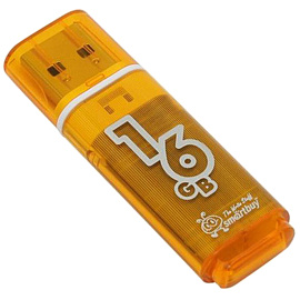 Флеш-диск 16 GB, SMARTBUY Glossy, USB 2.0, оранжевый, SB16GBGS-Or
