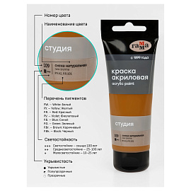 Краска акриловая Гамма Студия сиена натуральная 75 мл в тубе