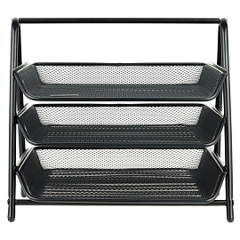 Лоток для бумаг горизонтальный СТАММ, 3 секции, металл, черный