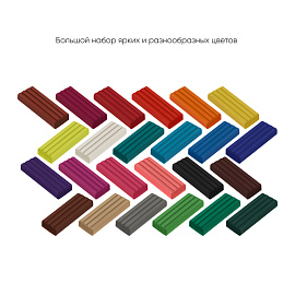 Пластилин Гамма, 24 цвета, 480г, со стеком, картон. упаковка фото Пластилин Гамма, 24 цвета, 480г, со стеком, картон. упаковка