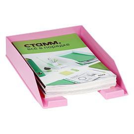 Лоток для бумаг горизонтальный СТАММ "Фаворит", розовый фото Лоток для бумаг горизонтальный СТАММ "Фаворит", розовый