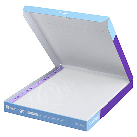 Папка-вкладыш с перфорацией Berlingo "Squares", А4, 60мкм, рельефная текстура, матовая, упаковка в картонный диспенсер