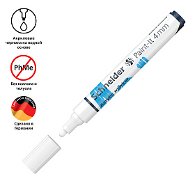 Маркер акриловый Schneider Paint-It 320 белый (толщина линии 4 мм) фото Маркер акриловый Schneider Paint-It 320 белый (толщина линии 4 мм)