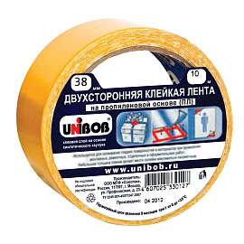 Клейкая лента двусторонняя монтажная белая Unibob 38 мм x 10 м