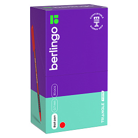 Ручка шариковая Berlingo "Triangle Twin" красная, 0,7мм, игольчатый стержень