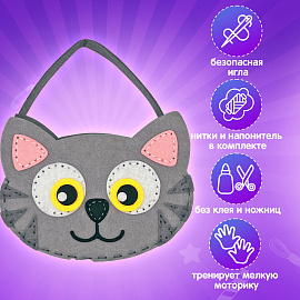 Набор для шитья сумочки из фетра "Котик", ЮНЛАНДИЯ, 664496