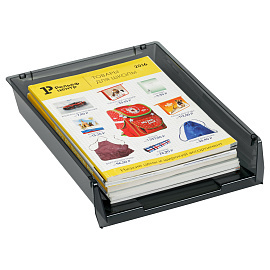 Лоток для бумаг горизонтальный СТАММ "Респект", сетчатый, тонированный черный