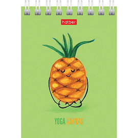 Блокнот МАЛЫЙ ФОРМАТ А7 75х105 мм, 60 л., гребень, картон, клетка, HATBER, "Йога-Фитнес", 066625, 60Б7В1гр