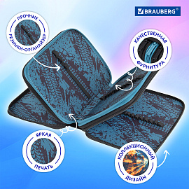 Пенал BRAUBERG, 3 отделения, полиэстер, 21х14 см, "Speed increase", 273539