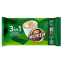 Кофе порционный Жокей 3 в 1 классический 50 пакетиков по 12 г