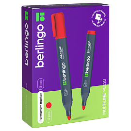 Маркер перманентный Berlingo "Multiline PE320" красный, пулевидный, трехгранный, 3мм фото Маркер перманентный Berlingo "Multiline PE320" красный, пулевидный, трехгранный, 3мм