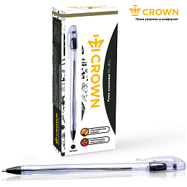 Ручка шариковая Crown "Oil Jell" черная, 0,7мм, штрих-код