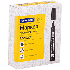 Маркер перманентный OfficeSpace "Contact" черный, пулевидный, без клипа, 3мм