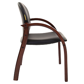 Стул офисный Chairman CH659 черный экокожа, дерево тёмный орех