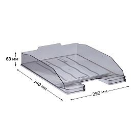 Лоток для бумаг горизонтальный СТАММ "Эксперт", тонированный серый