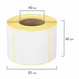 Этикетки термотрансферные, ПОЛУГЛЯНЕЦ, 58х60 мм, 500 этикеток в ролике, 111975