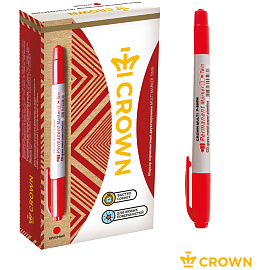 Маркер перманентный двусторонний Crown Multi Marker Twin красный (толщина линии 1-2 мм) круглый наконечник фото Маркер перманентный двусторонний Crown Multi Marker Twin красный (толщина линии 1-2 мм) круглый наконечник