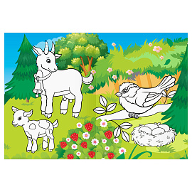 Раскраска с цв. фоном А4, 16 стр., ТРИ СОВЫ "Мамы и малыши