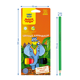 Карандаши цветные Мульти-Пульти "Енот в Индии", 12цв., заточен., картон, европодвес