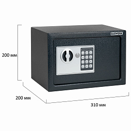 Сейф мебельный DASWERK (ДАСВЕРК) SC-200EL (200х310х200 мм), электронный замок, графит, 291341