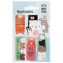 Закладки магнитные для книг, 5шт., MESHU "Beary beary