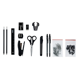 Набор канцелярских принадлежностей СТАММ "MaxiDesk", 14 предметов, вращающийся, черный фото Набор канцелярских принадлежностей СТАММ "MaxiDesk", 14 предметов, вращающийся, черный