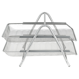 Лоток для бумаг горизонтальный СТАММ, 2 секции, металл, серебристый