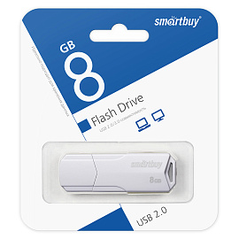 Память Smart Buy "Clue" 8GB, USB 2.0 Flash Drive, белый