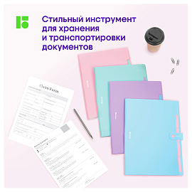 Папка 5 отделений Berlingo "Haze", А4, 600мкм, на кнопке, розовая, софт-тач