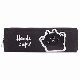 Пенал ЮНЛАНДИЯ, 1 отделение, полиэстер, "Cat", черный, 19х4х6 см, 270279