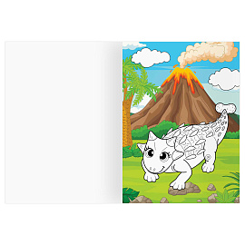 Раскраска с цв. фоном А4, 16 стр., ТРИ СОВЫ "Динозавры и драконы