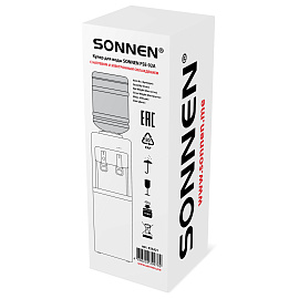 Кулер для воды SONNEN FSE-02A, напольный, НАГРЕВ/ОХЛАЖДЕНИЕ ЭЛЕКТРОННОЕ, 2 крана, белый, 455421
