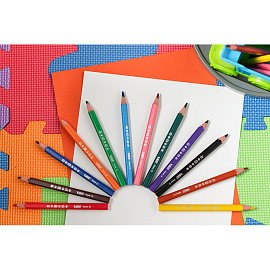 Карандаши цветные BIC Kids Evolution 12 карандашей 12 цветов трёхгранные (утолщённые)