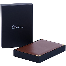 Ежедневник недатированный, А6, 160л., кожа, Delucci, фактурная кожа, коричневый, зол. срез