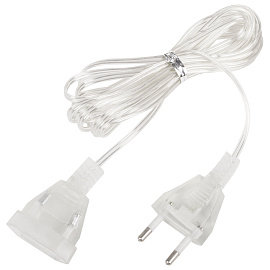 Удлинитель для электрогирлянд 5 м, прозрачный шнур, пакет, ЗОЛОТАЯ СКАЗКА, 592555