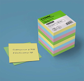 Блок для записей СТАММ "Имидж", 8*8*8см, цветной фото Блок для записей СТАММ "Имидж", 8*8*8см, цветной