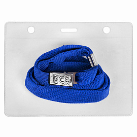 Бейдж Attache горизонтальный 120х87 мм с зажимом и синей тесьмой (10 штук в упаковке, размер вкладыша: 113х70)