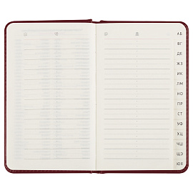 Телефонная книга А7, 64л., кожзам, BG "Nebraska. Dark red", с вырубкой