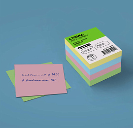 Блок для записей на склейке СТАММ "Имидж", 6*5*4см, цветной фото Блок для записей на склейке СТАММ "Имидж", 6*5*4см, цветной