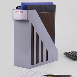 Лоток вертикальный для бумаг, увеличенная ширина (277х100х290 мм), BRAUBERG-MAXI, серый, 231051 фото Лоток вертикальный для бумаг, увеличенная ширина (277х100х290 мм), BRAUBERG-MAXI, серый, 231051