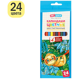 Карандаши цветные ArtSpace "Милые зверушки", 24цв., заточен., картон, европодвес фото Карандаши цветные ArtSpace "Милые зверушки", 24цв., заточен., картон, европодвес