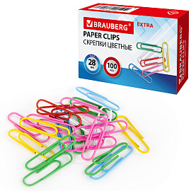 Скрепки EXTRA BRAUBERG 28 мм цветные 100 штук, 271313 фото Скрепки EXTRA BRAUBERG 28 мм цветные 100 штук, 271313