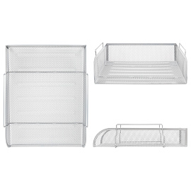 Лоток горизонтальный металлический для бумаг BRAUBERG "Germanium", А4 (260х337х77 мм), серебристый, 231955