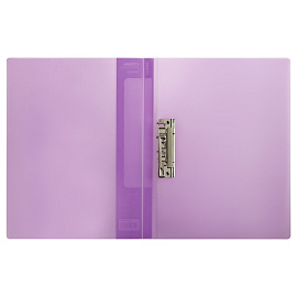 Папка с боковым зажимом СТАММ "Кристалл" А4, 17мм, 700мкм, пластик, фиолетовая