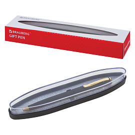 Ручка подарочная шариковая BRAUBERG "Maestro", СИНЯЯ, корпус черный с золотистым, линия письма 0,5 мм, 143470