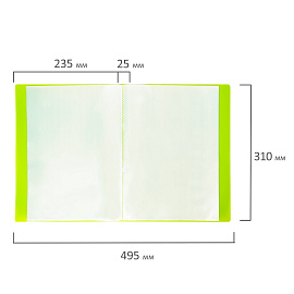 Папка 40 вкладышей BRAUBERG "Neon", 25 мм, неоновая, зеленая, 700 мкм, 227452