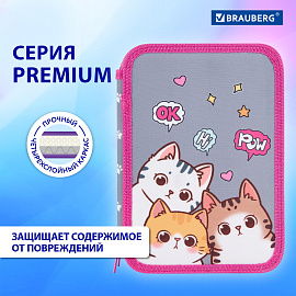 Пенал BRAUBERG, 2 отделения, полиэстер, 21х14 см, "Hi there", 273536